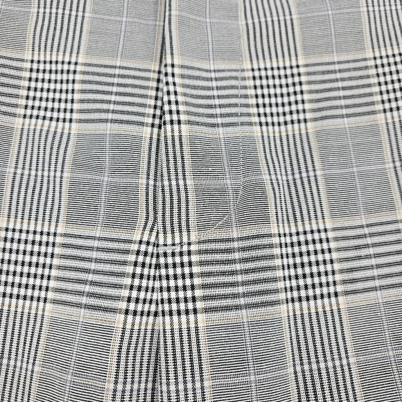 H&M Straight Leg Dress Pants Black Plaid High Rise Trouser - Picture 4 of 6